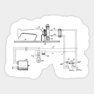 Driving Arrangements for Sewing Machine Vintage Patent Hand Drawing Sticker